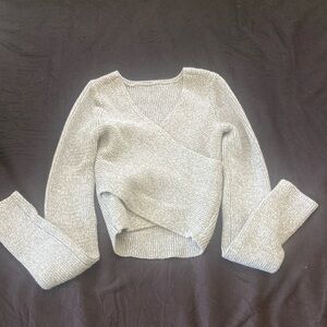 Wrap around long sleeve top, heather gray, women’s size - XXS